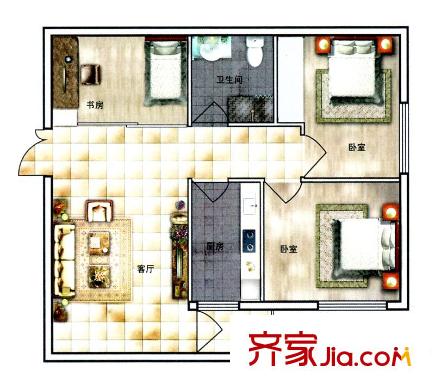 居易家園戶型圖3戶型 3室1廳1衛(wèi)1廚