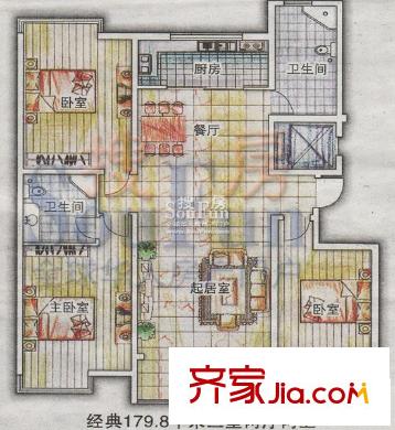 錦光公寓戶型圖戶型圖 3室2廳2衛(wèi)1廚