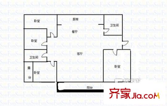 錦光公寓 戶型圖（4室2廳2衛(wèi)1廚）