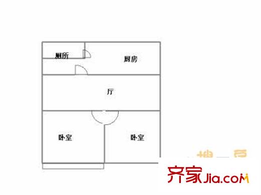 游麟小區(qū) 2室 戶型圖