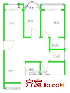 向陽小區(qū)戶型圖戶型圖（201303021） 3室2廳2衛(wèi)1廚