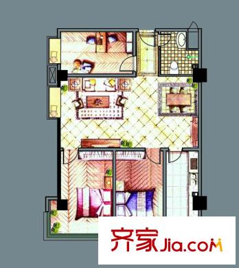 鑫悅首府戶型圖總統(tǒng)套房戶型圖 3室2廳1衛(wèi)1廚