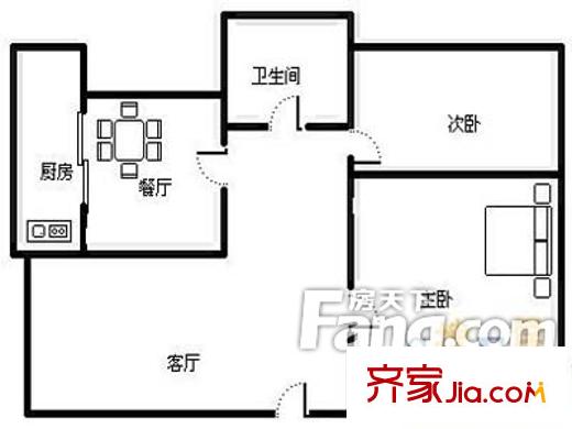 泰祥花苑戶型圖戶型圖 2室2廳1衛(wèi)1廚