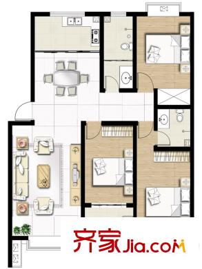 陽(yáng)光秀苑戶型圖一期多層住宅標(biāo)準(zhǔn)層G戶型 3室2廳2衛(wèi)1廚