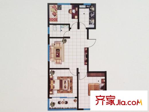 恒信西江月戶型圖二期L戶型  3室1廳1衛(wèi)1廚