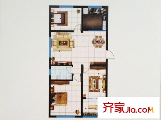 恒信西江月戶型圖二期C戶型 3室2廳1衛(wèi)1廚