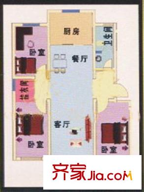 崇文園戶型圖戶型圖（3-2-1） 3室2廳1衛(wèi)1廚
