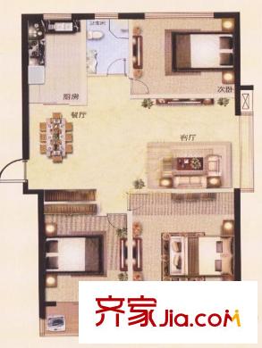 崇文園戶型圖戶型圖（3-2-1） 3室2廳1衛(wèi)1廚
