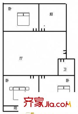 金色九州 戶型圖（3室2廳1廚1衛(wèi)）