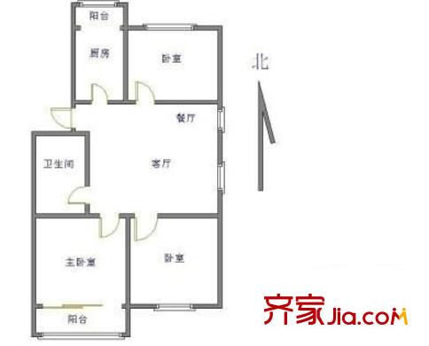 東航宿舍 3室 戶型圖
