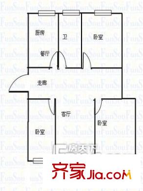 槐香小區(qū)戶型圖戶型圖（20130308） 3室2廳1衛(wèi)1廚
