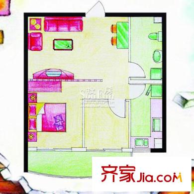新天地購(gòu)物城戶型圖一期1號(hào)樓幸福魔方戶型圖 2室1廳1衛(wèi)1廚