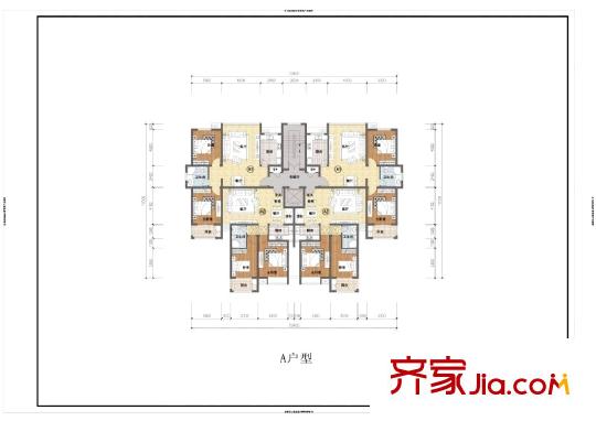 亨德國際花園戶型圖戶型圖（2-2-1） 2室2廳1衛(wèi)1廚