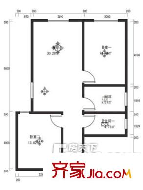 錦泰小區(qū)戶型圖戶型圖（201303021） 2室1廳1衛(wèi)1廚