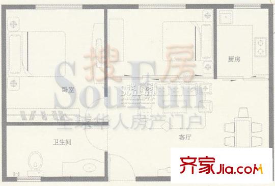 香格里晶座戶型圖戶型圖 2室2廳1衛(wèi)1廚