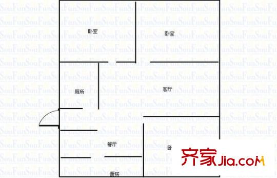 三產(chǎn)辦宿舍 3室 戶型圖