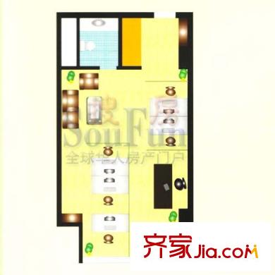 舜之都雙子座戶型圖辦公空間 1室1廳1衛(wèi)