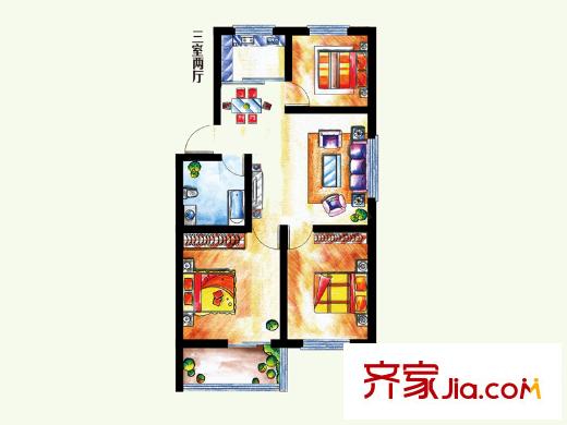 恒信南郡戶型圖多層A戶型 3室2廳1衛(wèi)1廚