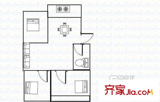 西園小區(qū)戶型圖3室2廳1廚1衛(wèi)戶型圖 3室2廳1衛(wèi)1廚