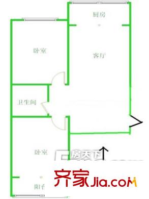 西園小區(qū)戶型圖戶型圖（2-1-1） 2室1廳1衛(wèi)1廚