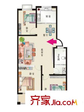 恒信幸福里戶(hù)型圖多層C1戶(hù)型 3室2廳1衛(wèi)1廚