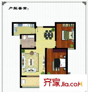 臥龍郡B戶型 2室1廳1衛(wèi)1廚