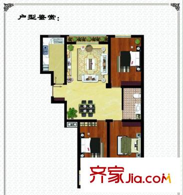 臥龍郡C戶型 3室1廳1衛(wèi)1廚