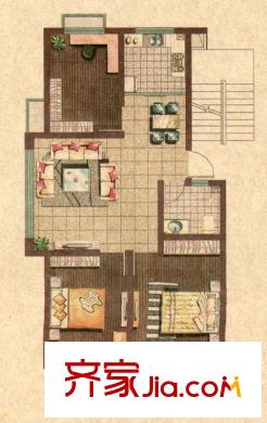 翰英府戶型圖3號樓標(biāo)準(zhǔn)層D戶型 3室2廳1衛(wèi)1廚