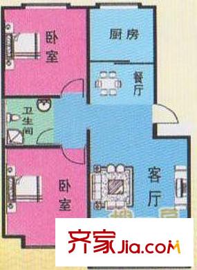 華仕家園戶型圖B戶型 2室2廳1衛(wèi)