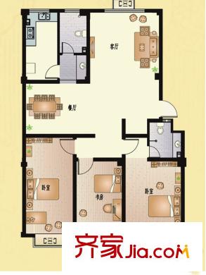 貴和苑小區(qū)戶型圖戶型圖 3室2廳2衛(wèi)1廚