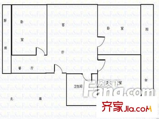 頤園小區(qū)戶型圖戶型圖（3-2-1） 3室2廳1衛(wèi)1廚