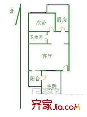 頤園小區(qū)戶型圖戶型圖（201303021） 2室1廳1衛(wèi)1廚