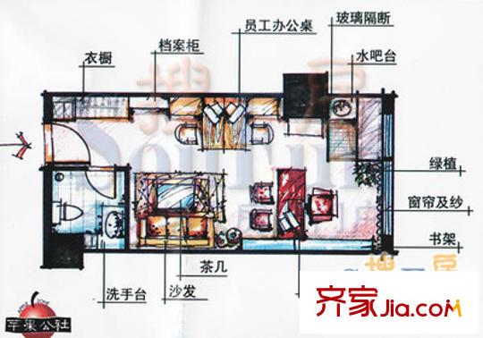 東方威尼斯 1室 戶型圖