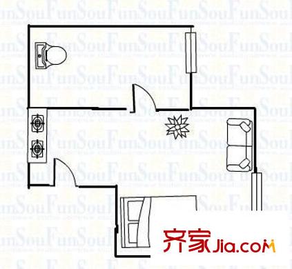 東方威尼斯 1室 戶型圖