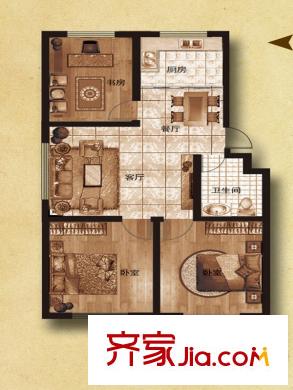 君怡佳苑戶型圖一期多層住宅標(biāo)準(zhǔn)層C戶型 3室2廳1衛(wèi)1廚