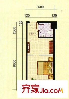 雷沃花園戶型圖戶型圖（1-1） 1室1廳1衛(wèi)1廚