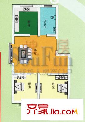 順嘉花園戶型圖2室1廳1衛(wèi)1廚