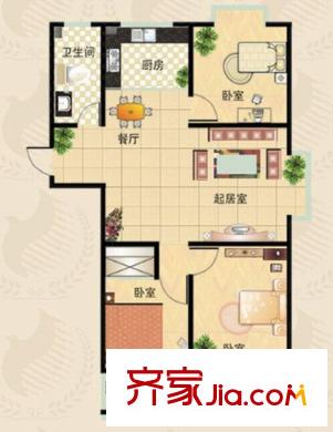 陽光新城戶型圖戶型圖（3室2廳2廚1衛(wèi)） 3室2廳1衛(wèi)1廚