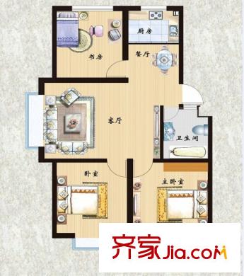 陽光新城戶型圖2-3號(hào)樓A戶型 2室2廳1衛(wèi)1廚