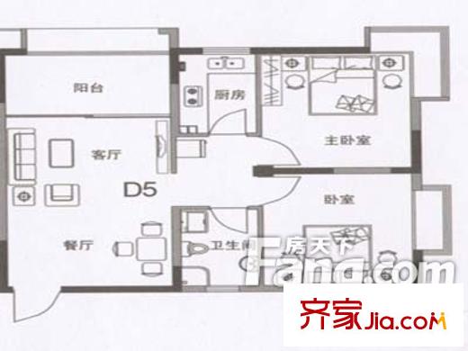 高新花園戶型圖戶型圖（20130308） 2室1廳1衛(wèi)1廚
