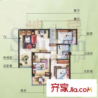 東方春天戶型圖2室2廳1衛(wèi)1廚