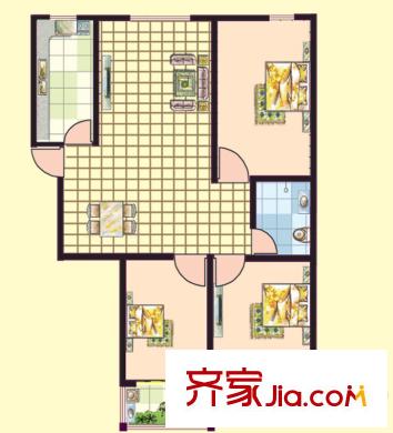 文苑二期戶型圖高層11號樓J戶型 3室2廳1衛(wèi)1廚