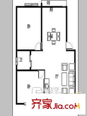 康橋水岸戶型圖 戶型圖 2室2廳1衛(wèi)1廚