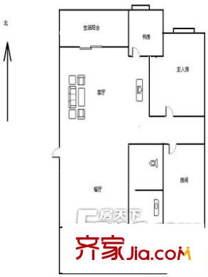 九龍園戶型圖戶型圖（3-2-1） 3室2廳1衛(wèi)1廚