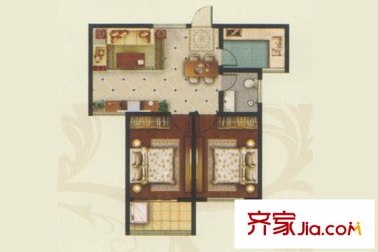 新富專家公寓三期高層5戶型 2室2廳1衛(wèi)1廚