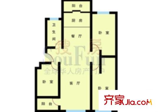 華麗世家戶型圖戶型圖 3室2廳1衛(wèi)1廚