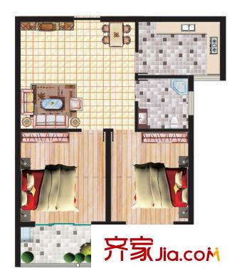 圣基銘座戶型圖東區(qū)高層戶型圖 2室2廳1衛(wèi)1廚