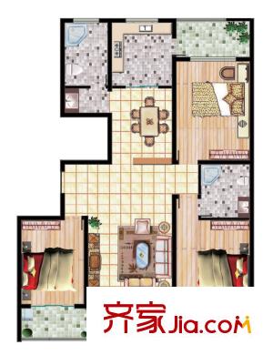 圣基銘座戶型圖東區(qū)高層戶型圖 3室2廳2衛(wèi)1廚