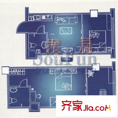 泰華領(lǐng)域戶型圖LOFT公館 3室1廳2衛(wèi)1廚