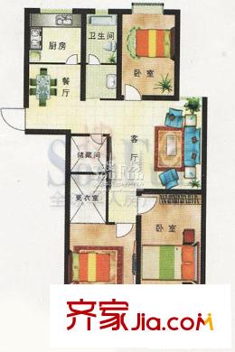 四方家和花園戶型圖戶型圖 3室2廳1衛(wèi)1廚